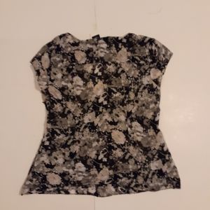Calvin Klein Floral Blouse Short Sleeved V-Neck